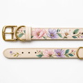 Floral Painted Leather Dog Collar