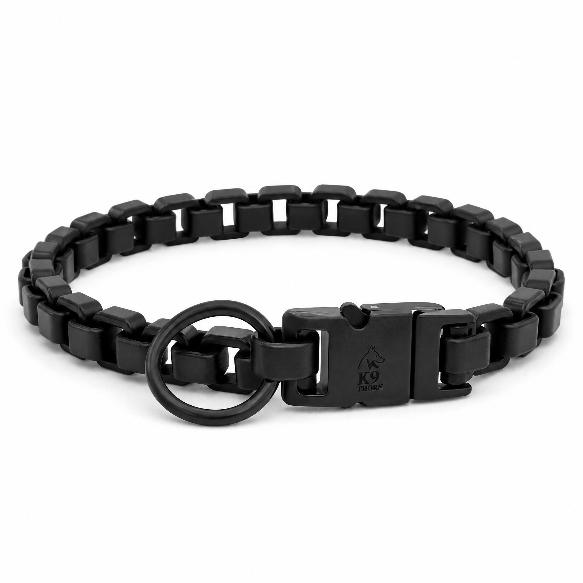 Box Chain Matte Black Dog Collar