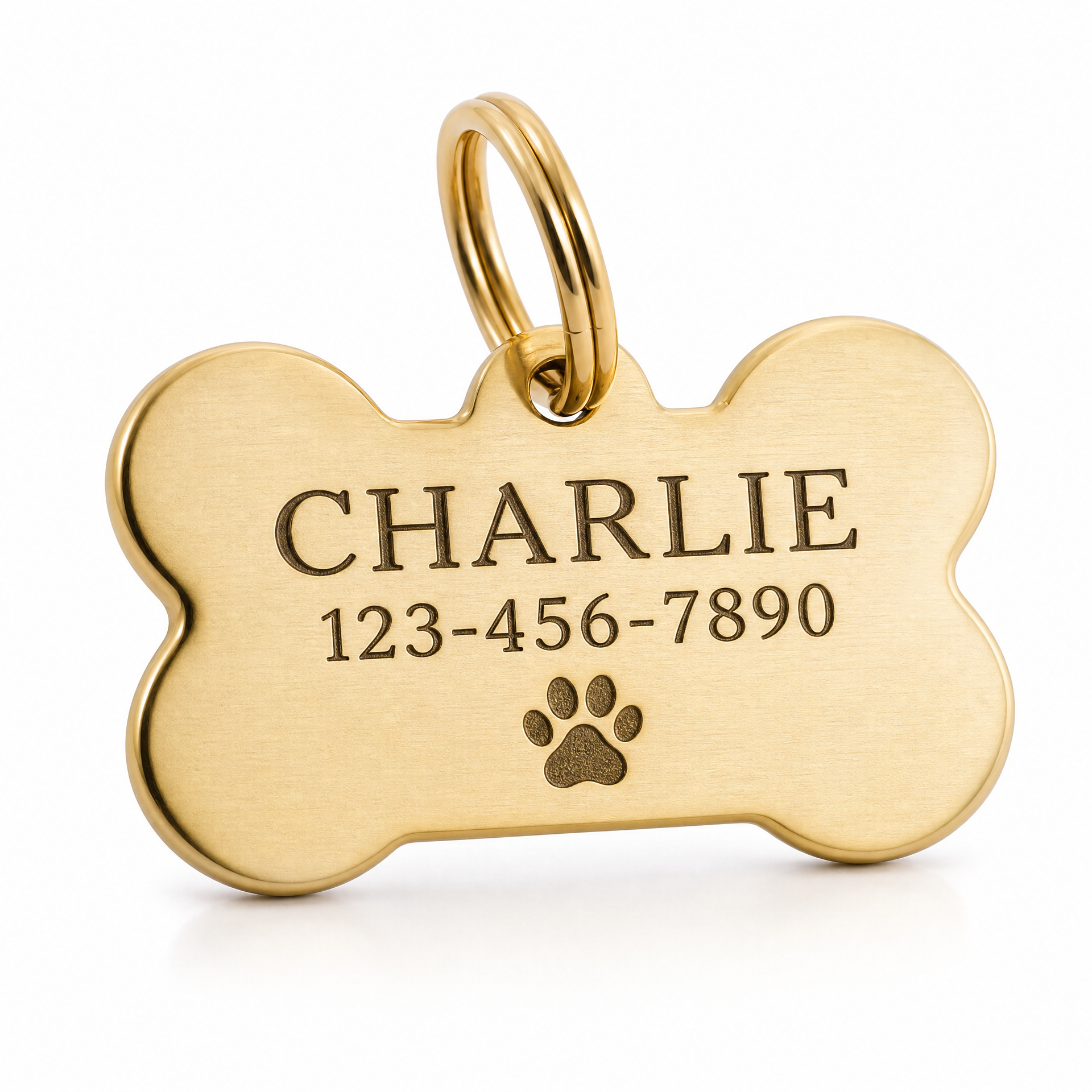 Brass Bone Pet ID Tag