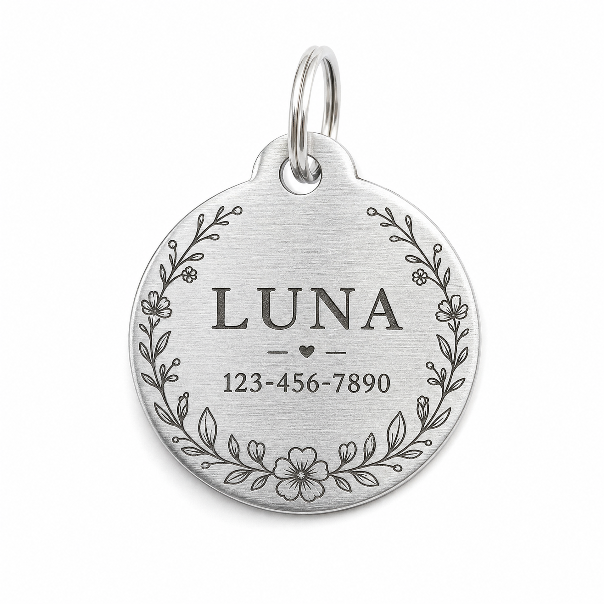 Round Silver Pet ID Tag