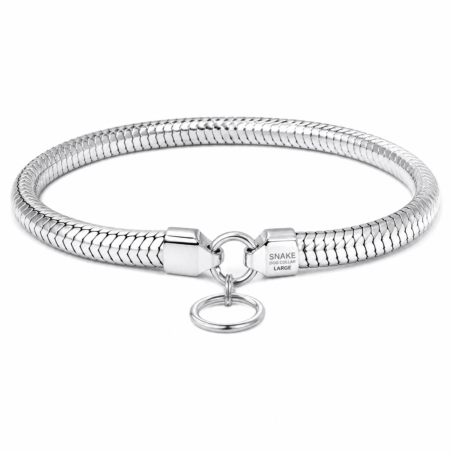 Snake Chain Silver Dog Collar