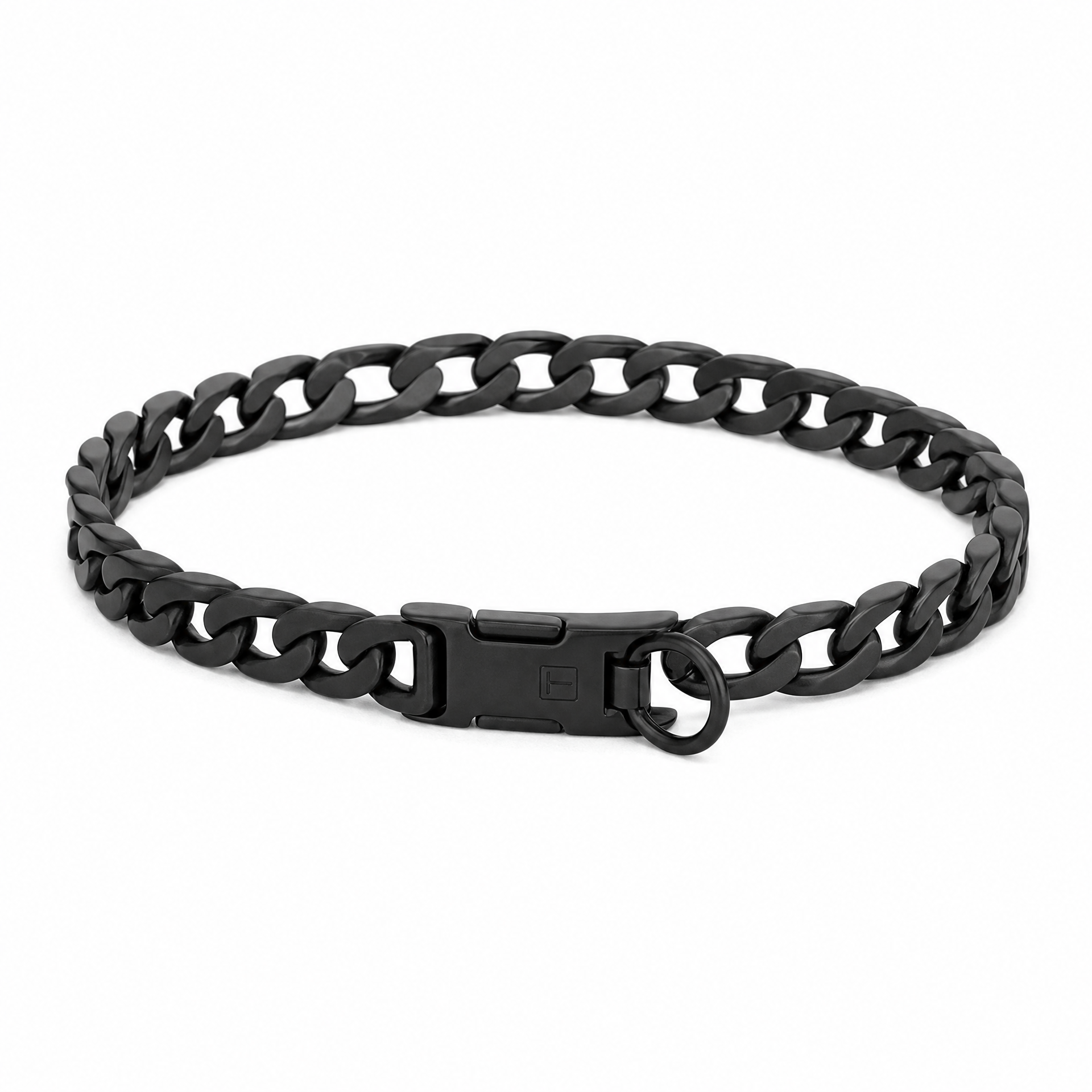 Flat Link Matte Black Dog Collar